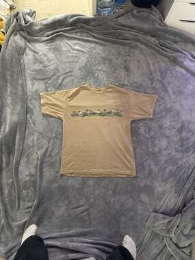 Newport Blue Vintage Graphic T-Shirt Classic Cars and Palm Trees Tan XL